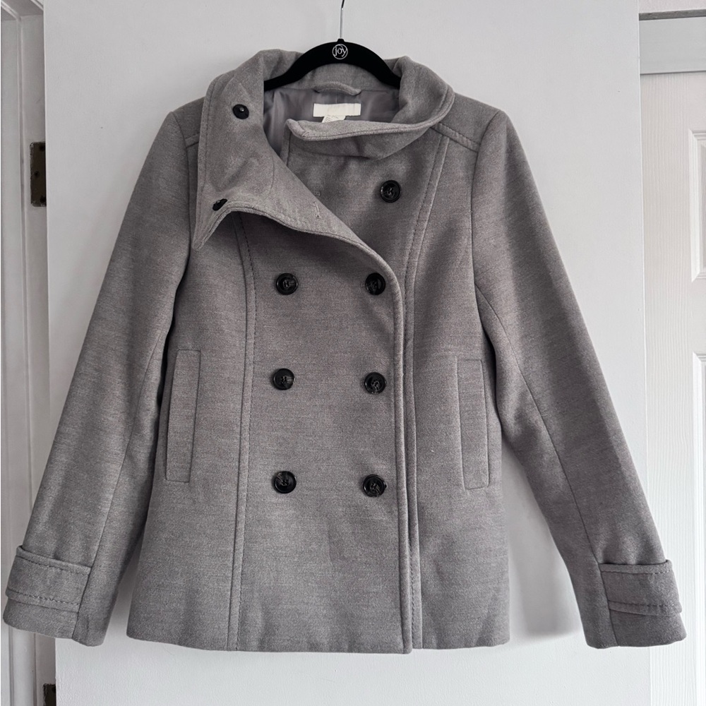 H&M Grey Pea Coat, Size 8